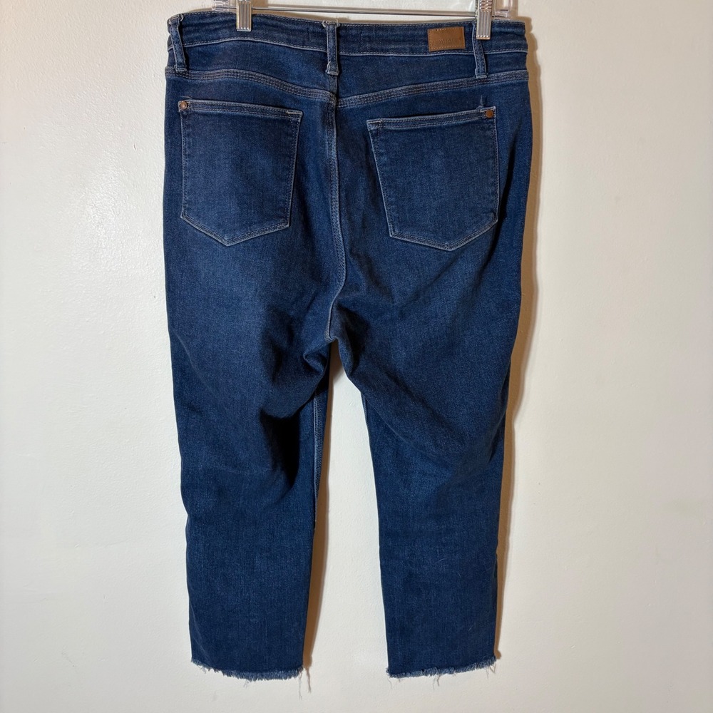Judy Blue Cropped Straight Jeans Dark Wash Distressed Frayed Hem Size 13‎ 31 - Picture 5 of 10